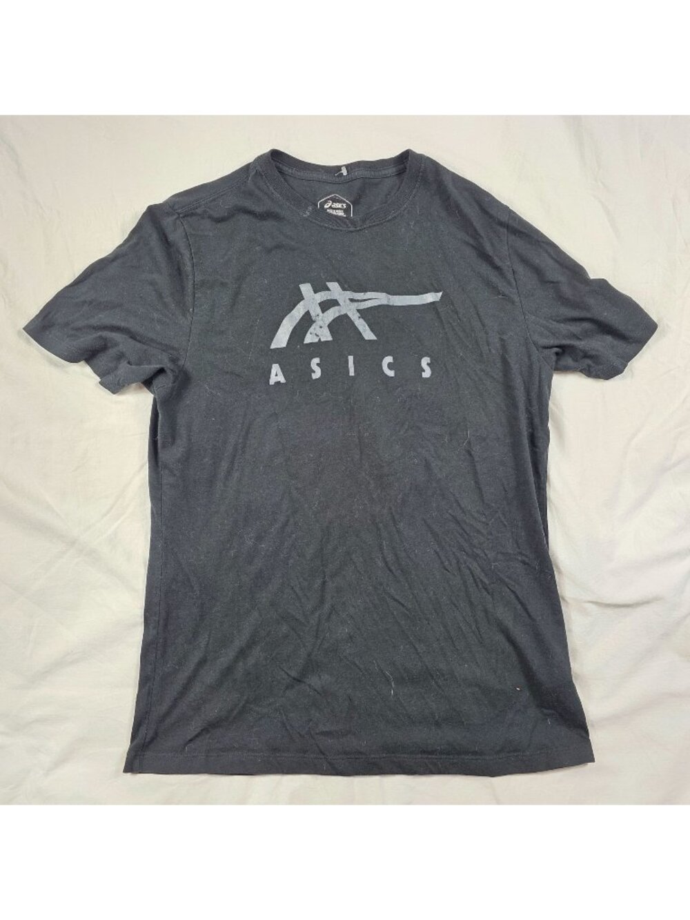 Asics Mens Logo Graphic Tee Medium Black Casual Short Sleeve T-Shirt Lightweight